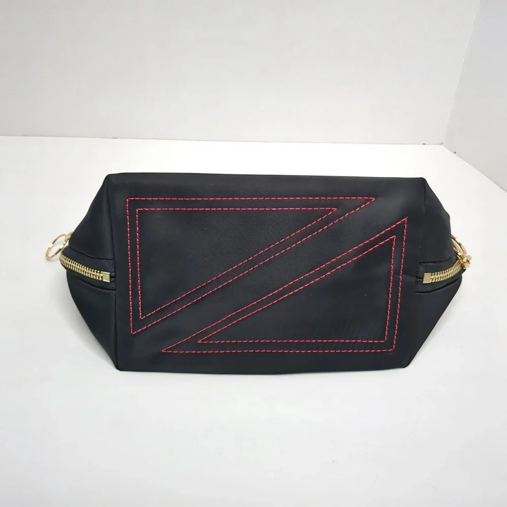 KUSSHI Signature Makeup Bag Snap-In Organizer Black Red Nylon Cosmetic Case